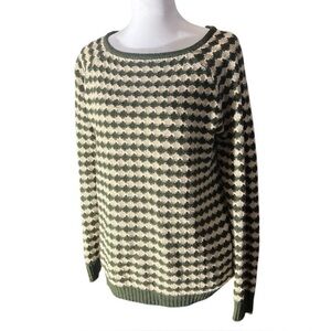 3/$30 Hunter Green and Cream Knit Sweater